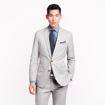 Ludlow two-button suit jacket with double-vented back in fine-stripe cotton