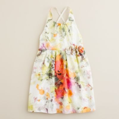 Girls' watercolor crisscross sundress