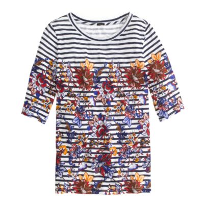 Floral-stripe tee