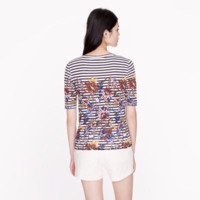 Floral-stripe tee