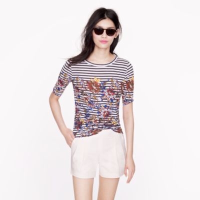 Floral-stripe tee