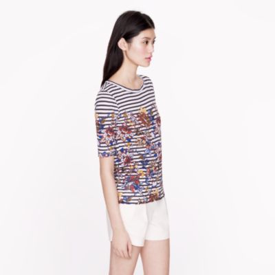 Floral-stripe tee