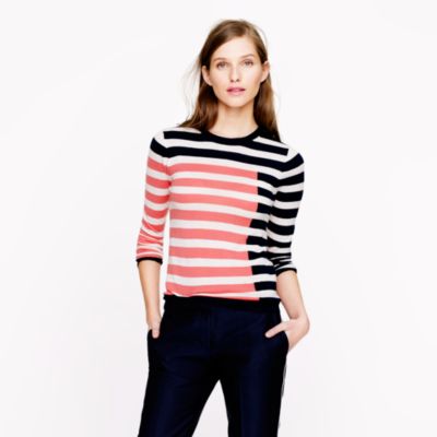 Collection featherweight cashmere Tippi sweater in colorblock stripe