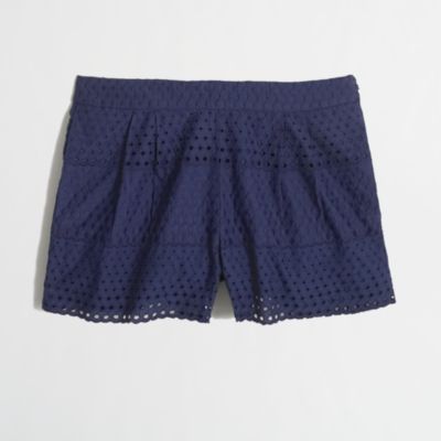 Factory 3" scalloped eyelet short
