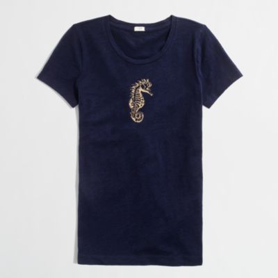 Factory metallic seahorse graphic tee