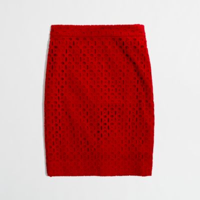 Factory pencil skirt in exploded eyelet
