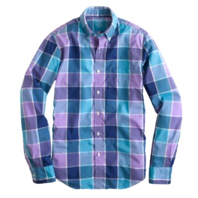 Slim lightweight shirt in faded violet check