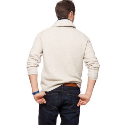 Marled fleece shawl-collar sweatshirt