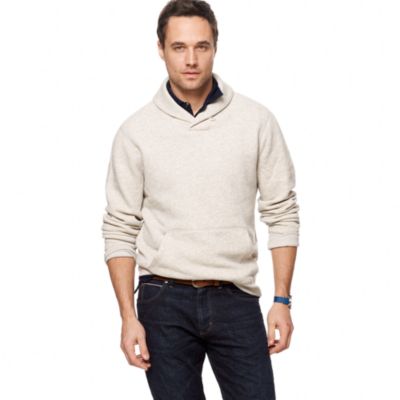 Marled fleece shawl-collar sweatshirt