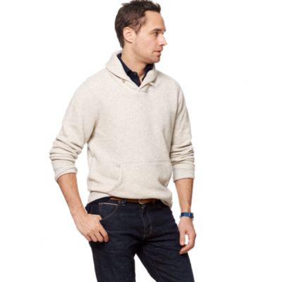 Marled fleece shawl-collar sweatshirt
