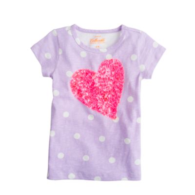 Girls' dot tee with sequin heart