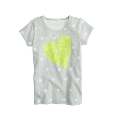 Girls' dot tee with sequin heart