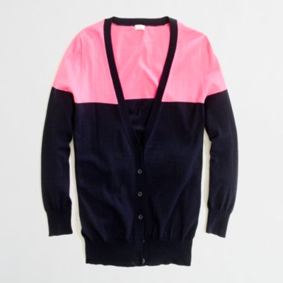 Factory summerweight cotton cardigan in colorblock