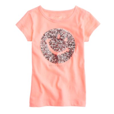 Girls' sequin happy face tee