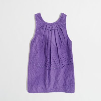 Factory girls' airy tank in eyelet