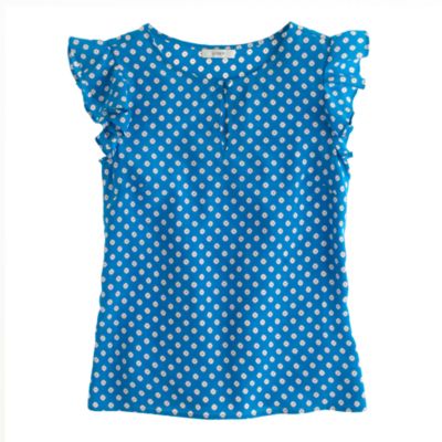 Silk flutter top in geo dot