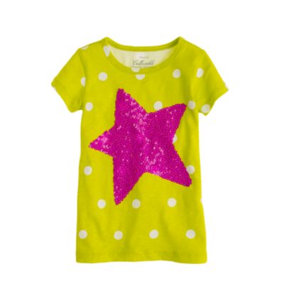 Girls' dot tee with sequin star