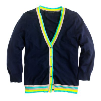 Lightweight merino cardigan with neon trim