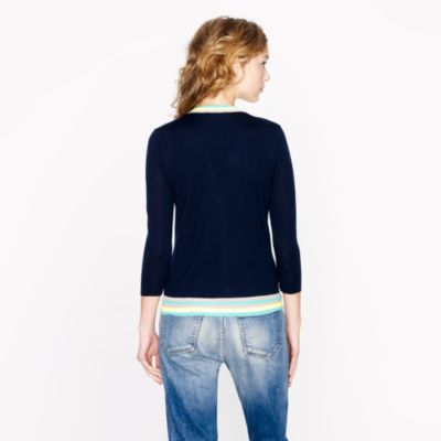 Lightweight merino cardigan with neon trim
