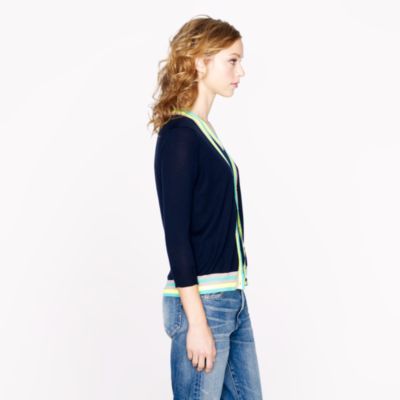 Lightweight merino cardigan with neon trim