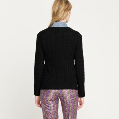 Cambridge cable zip crewneck sweater