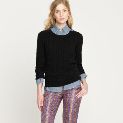 Cambridge cable zip crewneck sweater