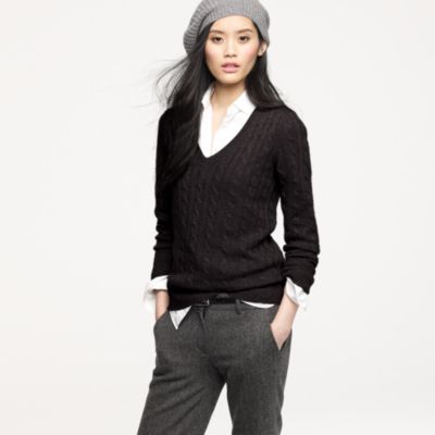 Cambridge cable V-neck sweater