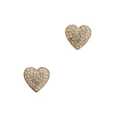 Pav&eacute; heart earrings
