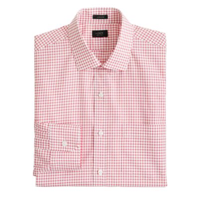 Ludlow spread-collar shirt in beacon red check