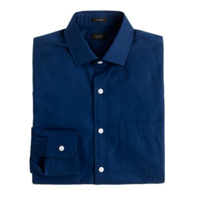 Ludlow spread-collar shirt in midnight poplin