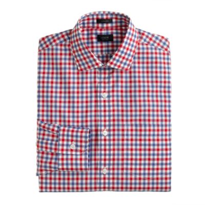 Ludlow spread-collar shirt in bi-color gingham