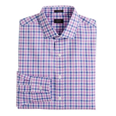 Ludlow spread-collar shirt in bi-color gingham