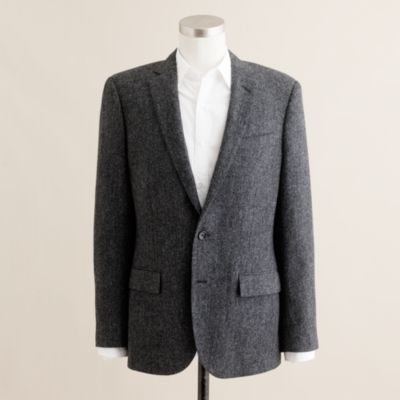 Ludlow suit jacket with double vent in bird's-eye English wool tweed