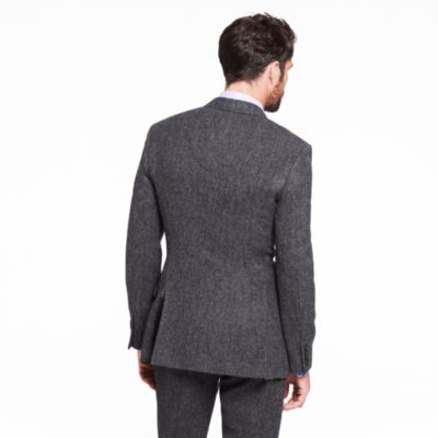 Ludlow suit jacket with double vent in bird's-eye English wool tweed