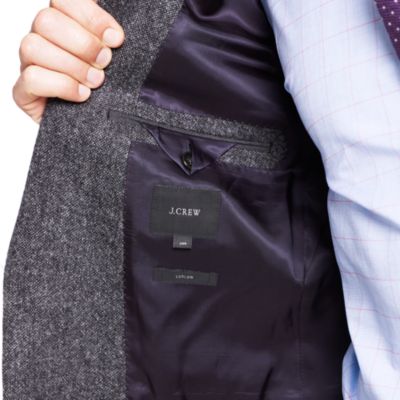 Ludlow suit jacket with double vent in bird's-eye English wool tweed
