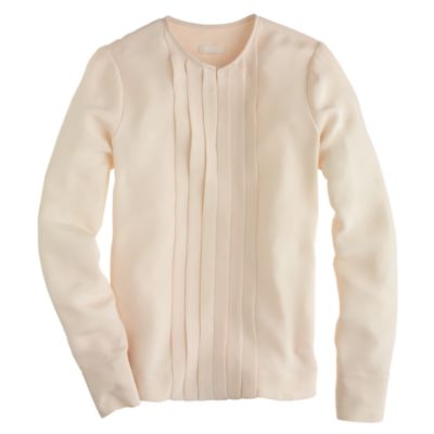 Pleated silk crepe blouse