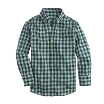 Boys' Secret Wash shirt in neon medium gingham