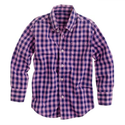 Boys' Secret Wash shirt in neon medium gingham