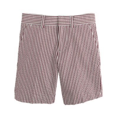 Boys' club short in red currant seersucker