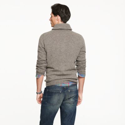 Marled lambswool shawl-collar sweater
