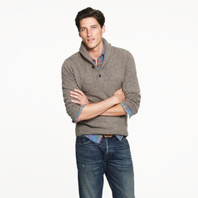 Marled lambswool shawl-collar sweater