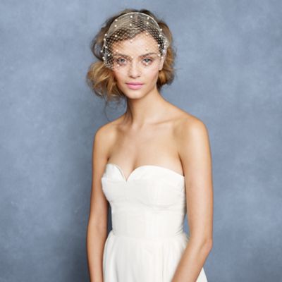 Jennifer Behr pearl birdcage veil