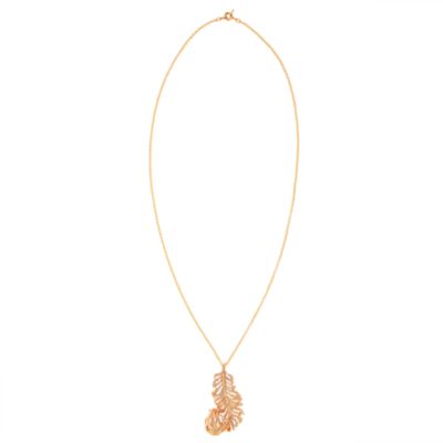 Pav&eacute; feather pendant necklace