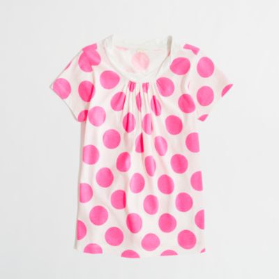 Factory girls' gathered cotton tee in spots