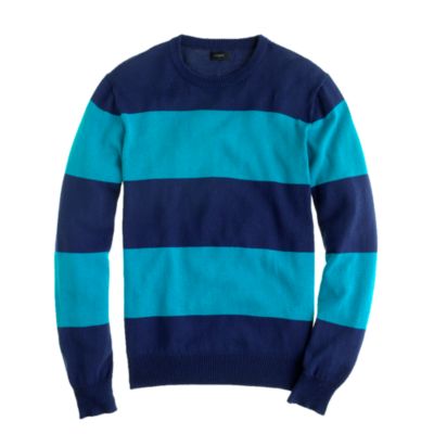 Cotton crewneck sweater in veranda blue stripe