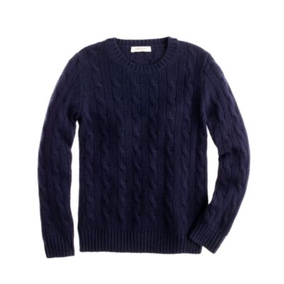 Kids' cashmere cable crewneck sweater