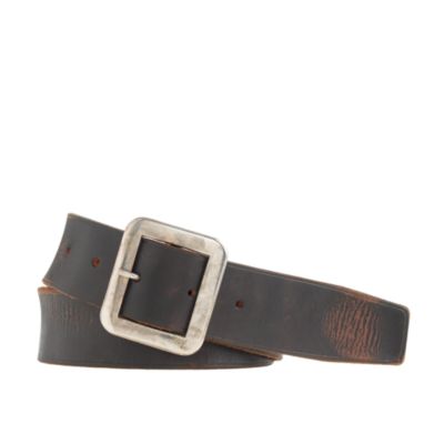 Leather square-buckle belt