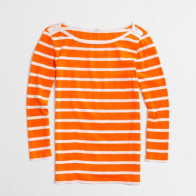 Factory three-quarter sleeve boatneck tee in stripe