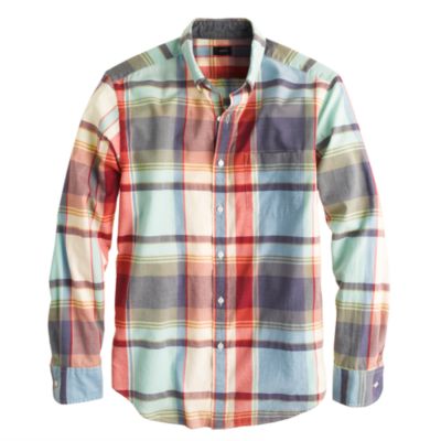 Indian cotton shirt in poppy plaid