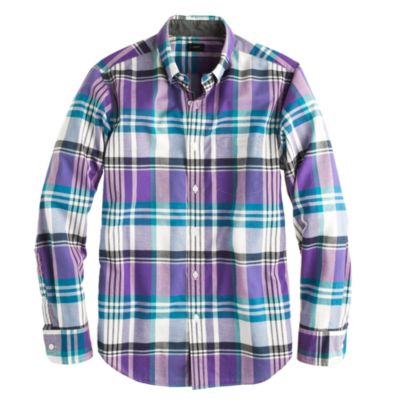 Indian cotton shirt in Havana blue plaid